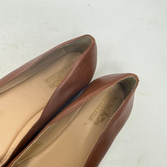 Coach & Four Classic Leather Flats Brown Made in Italy Slip-On Square Toe Sz 6.5 - Picture 4 of 14